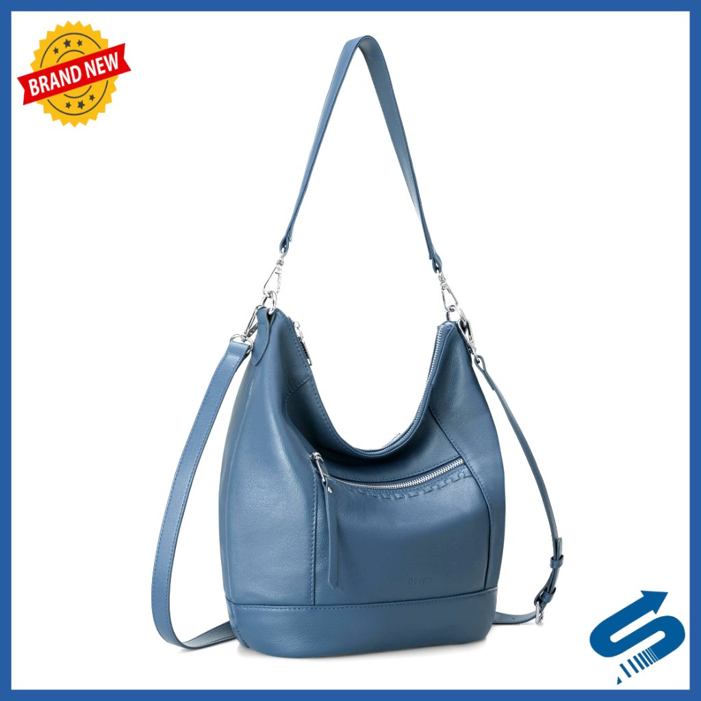 Genuine Leather Hobo Crossbody Purse Lightweight Soft Removable Straps Boho